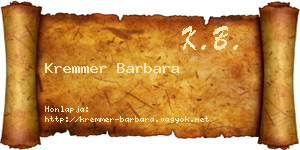 Kremmer Barbara névjegykártya